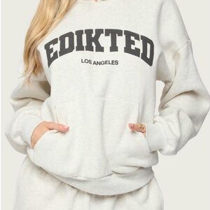 Edikted Cream Logo Pullover Hoodie